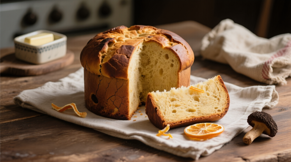 Panettone salado de champiñones: una revolución microgastronómica que combina tradición e innovación.
